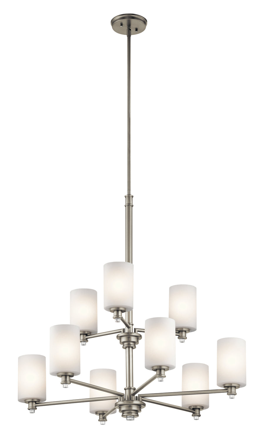KICHLER 43924NI Joelson 33" 9 Light Chandelier With Satin Etched Cased Opal And Clear Glass Accent Glass In Brushed Nickel