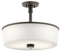 KICHLER 43925OZ Joelson 17.75" 3 Light Convertible Pendant Or Semi Flush With Satin Etched Cased Opal And Clear Glass Accent Glass In Olde Bronze