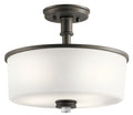 KICHLER 43926OZ Joelson 14.25" 3 Light Semi Flush With Satin Etched Cased Opal And Clear Glass Accent Glass In Olde Bronze