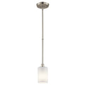 KICHLER 43927NI Joelson 19" 1 Light Mini Pendant With Satin Etched Cased Opal And Clear Glass Accent Glass In Brushed Nickel