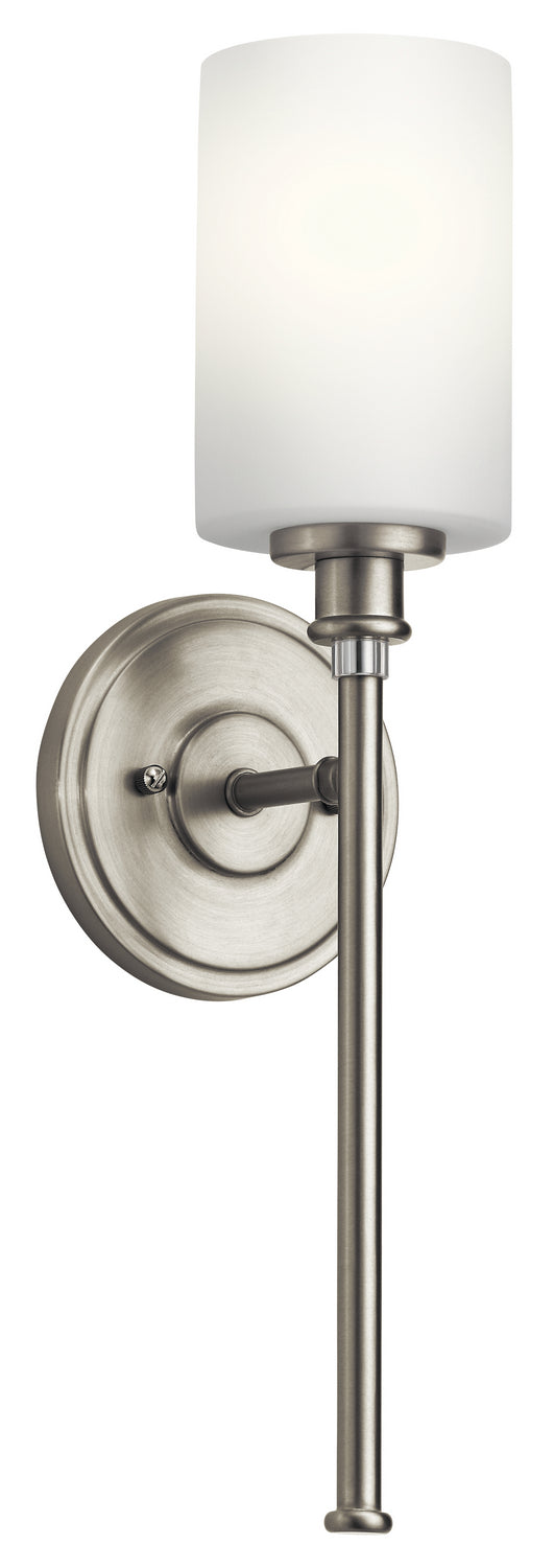KICHLER 45921NI Joelson 18.25" 1 Light Wall Sconce With Satin Etched Cased Opal And Clear Glass Accent Glass In Brushed Nickel