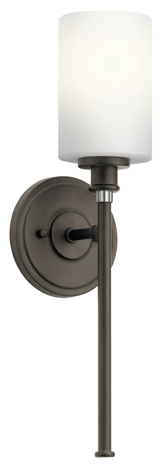 KICHLER 45921OZ Joelson 18.25" 1 Light Wall Sconce With Satin Etched Cased Opal And Clear Glass Accent Glass In Olde Bronze