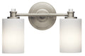 KICHLER 45922NI Joelson 14" 2 Light Vanity Light With Satin Etched Cased Opal And Clear Glass Accent Glass In Brushed Nickel