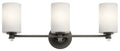 KICHLER 45923OZ Joelson 24" 3 Light Vanity Light With Satin Etched Cased Opal And Clear Glass Accent Glass In Olde Bronze