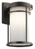 KICHLER 49687OZ Toman 13.5" 1 Light Outdoor Wall Light With Satin Etched Glass In Olde Bronze