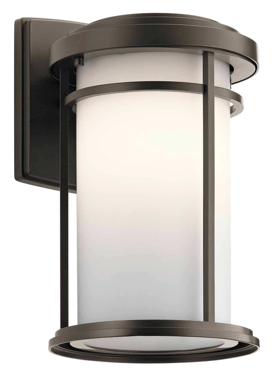 KICHLER 49687OZ Toman 13.5" 1 Light Outdoor Wall Light With Satin Etched Glass In Olde Bronze