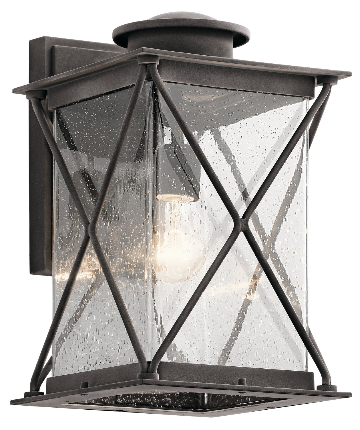 KICHLER 49745WZC Argyle 15" 1 Light Outdoor Wall Light With Clear Seeded Glass In Weathered Zinc