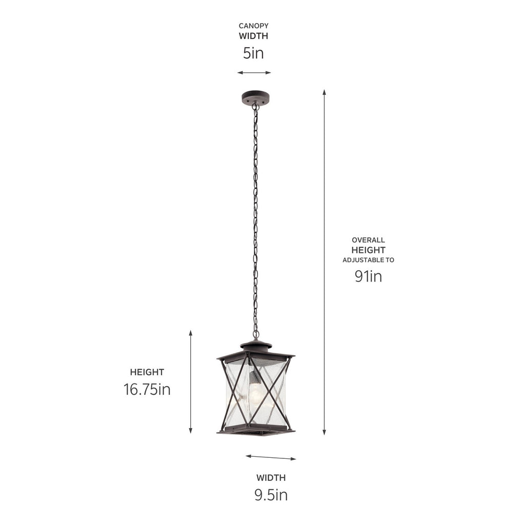 KICHLER 49747WZC Argyle 1 Light Pendant Weathered Zinc