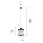 KICHLER 49747WZC Argyle 1 Light Pendant Weathered Zinc