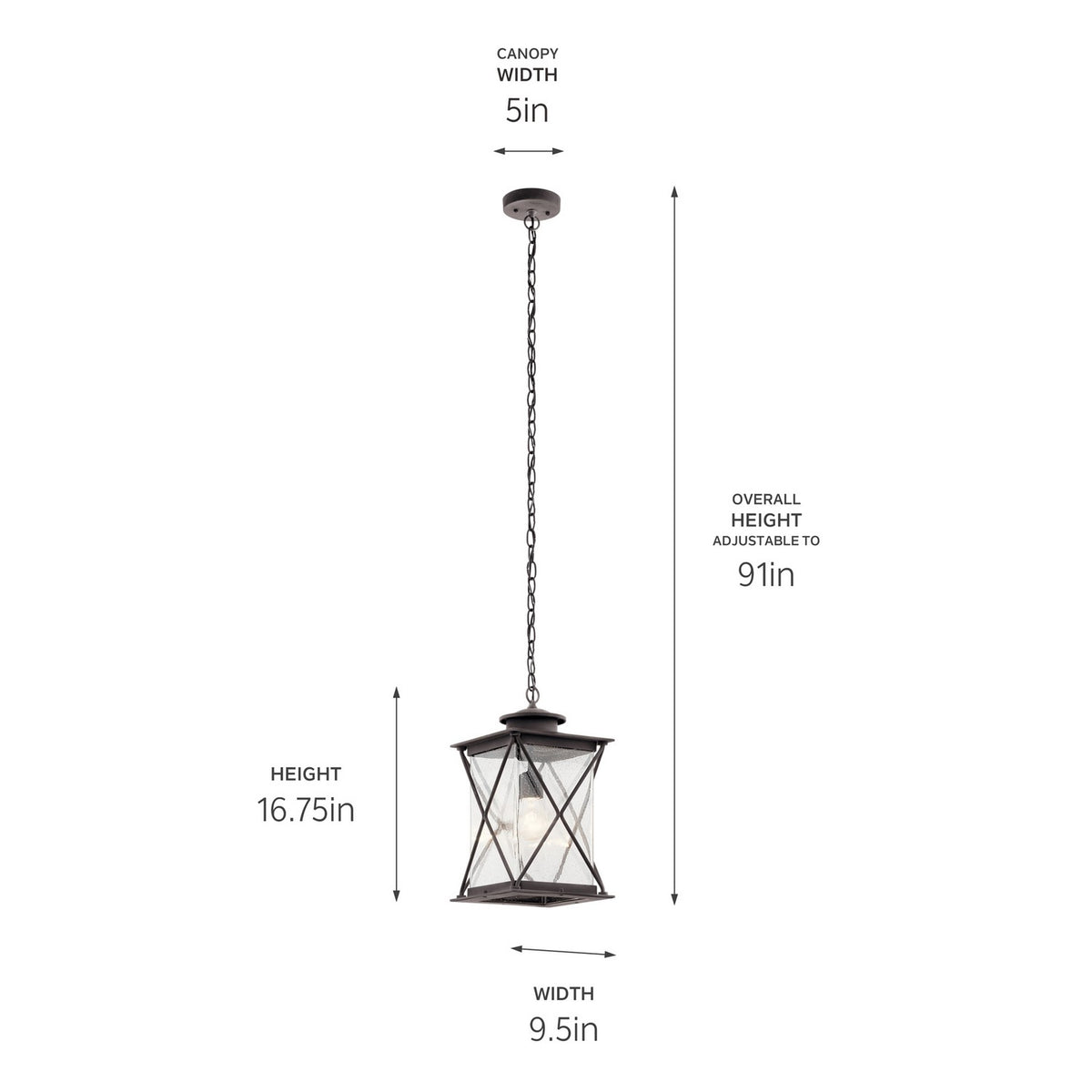 KICHLER 49747WZC Argyle 1 Light Pendant Weathered Zinc
