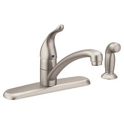 MOEN 7430SRS Chateau Chrome One-Handle Low Arc Kitchen Faucet - Spot Resist Stainless