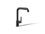 KOHLER K-7505-BL Purist Pull-Out Kitchen Sink Faucet With Three-Function Sprayhead - Matte Black
