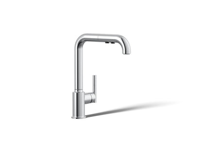 KOHLER K-7505-CP Purist Pull-out kitchen sink faucet with three-function sprayhead - Polished Chrome