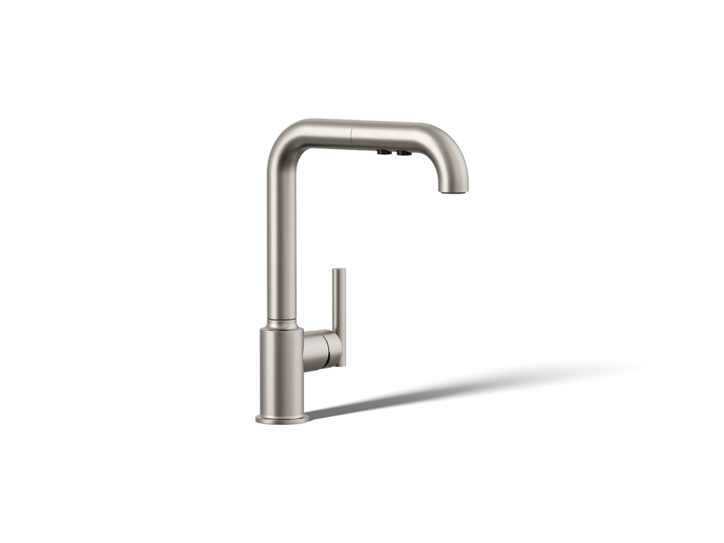 KOHLER K-7505-VS Purist Pull-Out Kitchen Sink Faucet With Three-Function Sprayhead - Vibrant Stainless