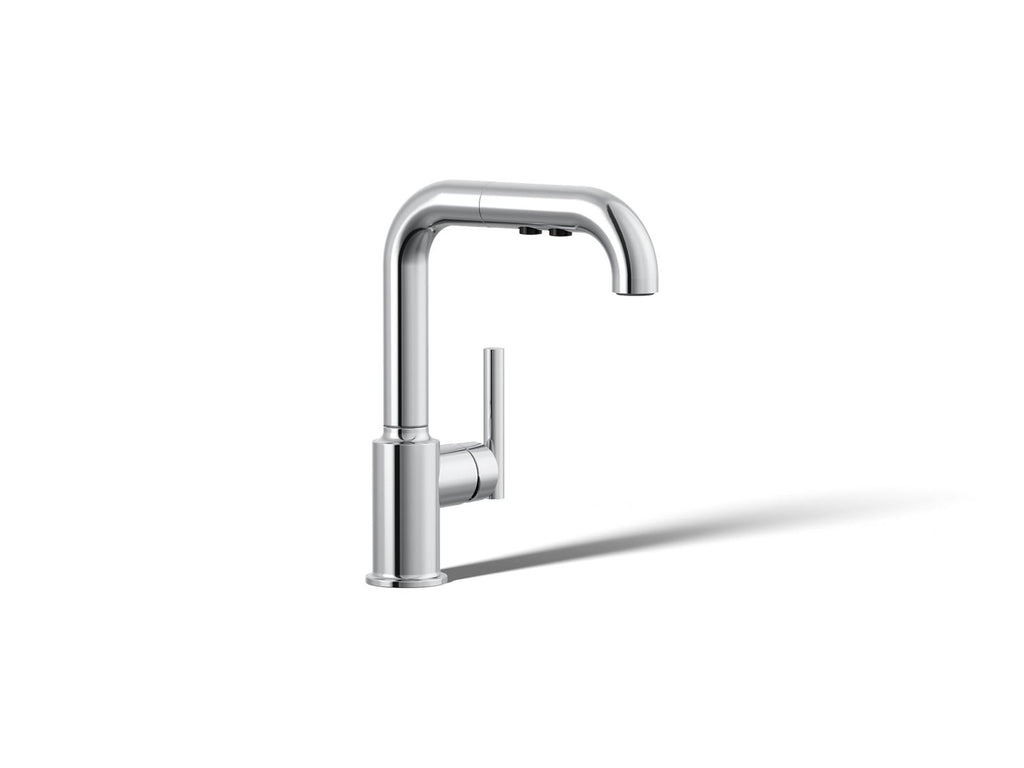 KOHLER K-7506-CP Purist Pull-Out Kitchen Sink Faucet With Three-Function Sprayhead - Polished Chrome