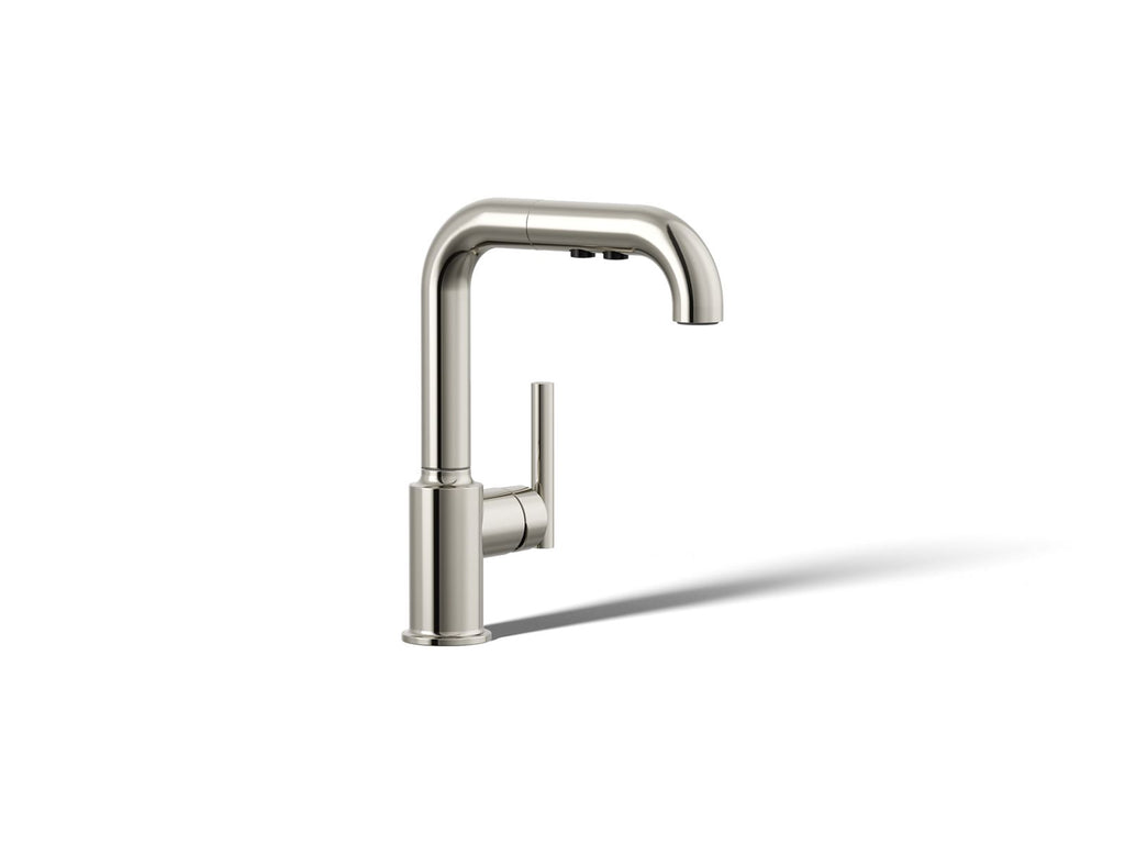 KOHLER K-7506-SN Purist Pull-Out Kitchen Sink Faucet With Three-Function Sprayhead - Vibrant Polished Nickel