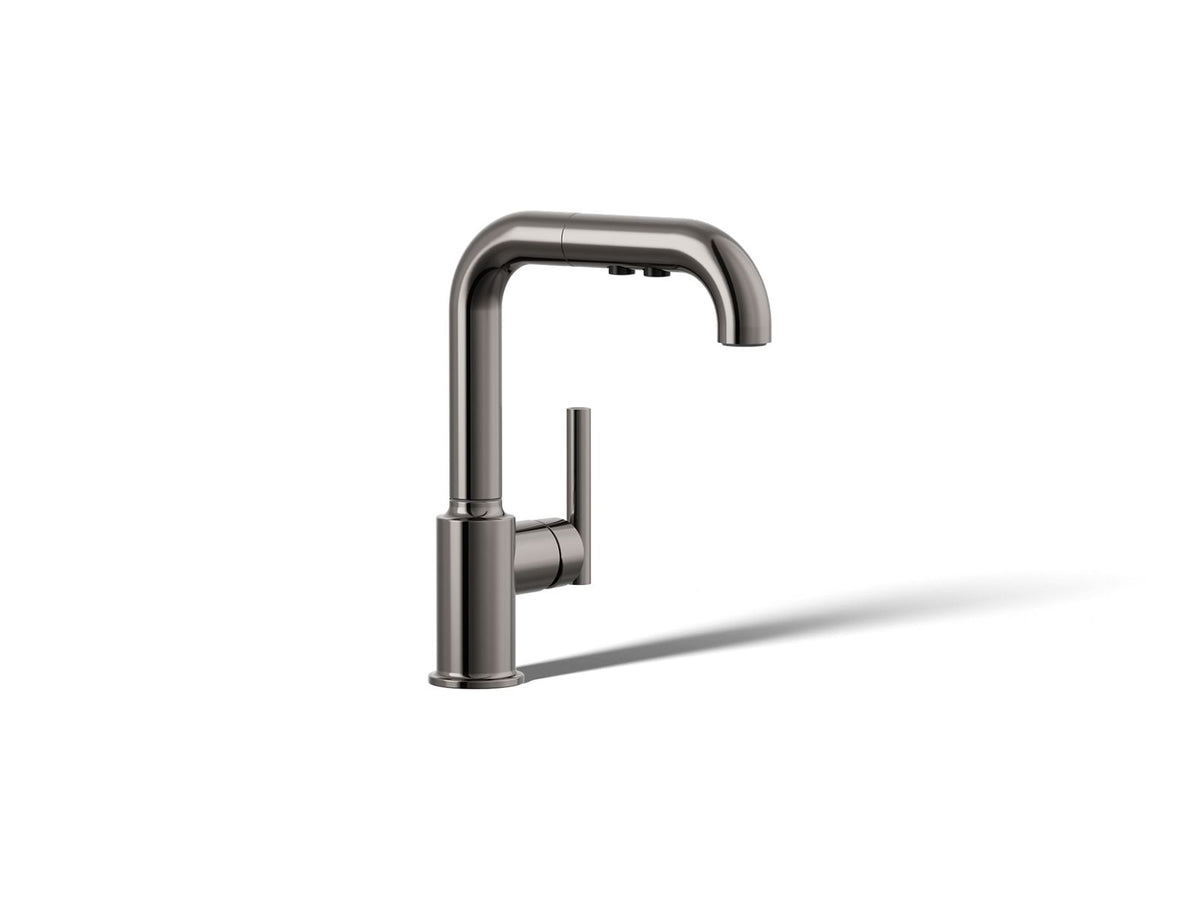 KOHLER K-7506-TT Purist Pull-Out Kitchen Sink Faucet With Three-Function Sprayhead - Vibrant Titanium
