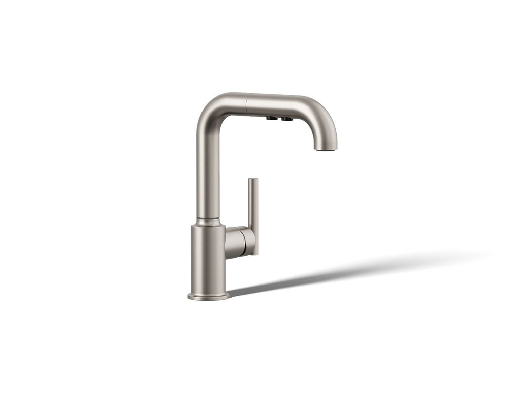 KOHLER K-7506-VS Purist Pull-Out Kitchen Sink Faucet With Three-Function Sprayhead - Vibrant Stainless