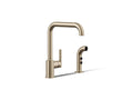 KOHLER K-7508-BV Purist Single-Handle Kitchen Sink Faucet With Side Sprayer - Vibrant Brushed Bronze