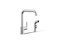 KOHLER K-7508-CP Purist Single-Handle Kitchen Sink Faucet With Side Sprayer - Polished Chrome