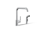 KOHLER K-7508-CP Purist Single-Handle Kitchen Sink Faucet With Side Sprayer - Polished Chrome