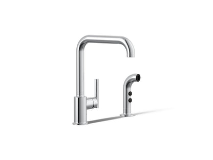 KOHLER K-7508-CP Purist Single-handle kitchen sink faucet with side sprayer - Polished Chrome