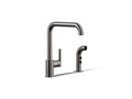 KOHLER K-7508-TT Purist Single-Handle Kitchen Sink Faucet With Side Sprayer - Vibrant Titanium