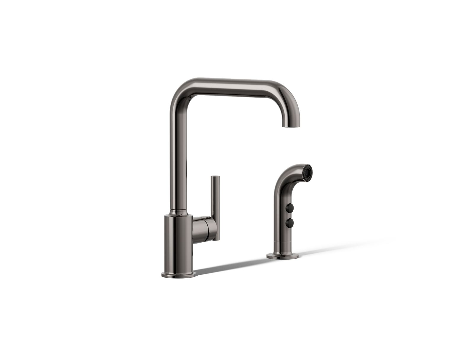 KOHLER K-7508-TT Purist Single-handle kitchen sink faucet with side sprayer - Vibrant Titanium