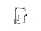 KOHLER K-7508-VS Purist Single-Handle Kitchen Sink Faucet With Side Sprayer - Vibrant Stainless