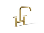 KOHLER K-7547-4-2MB Purist Two-Hole Bridge Kitchen Sink Faucet - Vibrant Brushed Moderne Brass