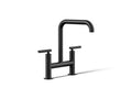KOHLER K-7547-4-BL Purist Two-Hole Bridge Kitchen Sink Faucet - Matte Black