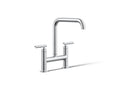 KOHLER K-7547-4-CP Purist Two-Hole Bridge Kitchen Sink Faucet - Polished Chrome