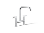 KOHLER K-7547-4-CP Purist Two-Hole Bridge Kitchen Sink Faucet - Polished Chrome