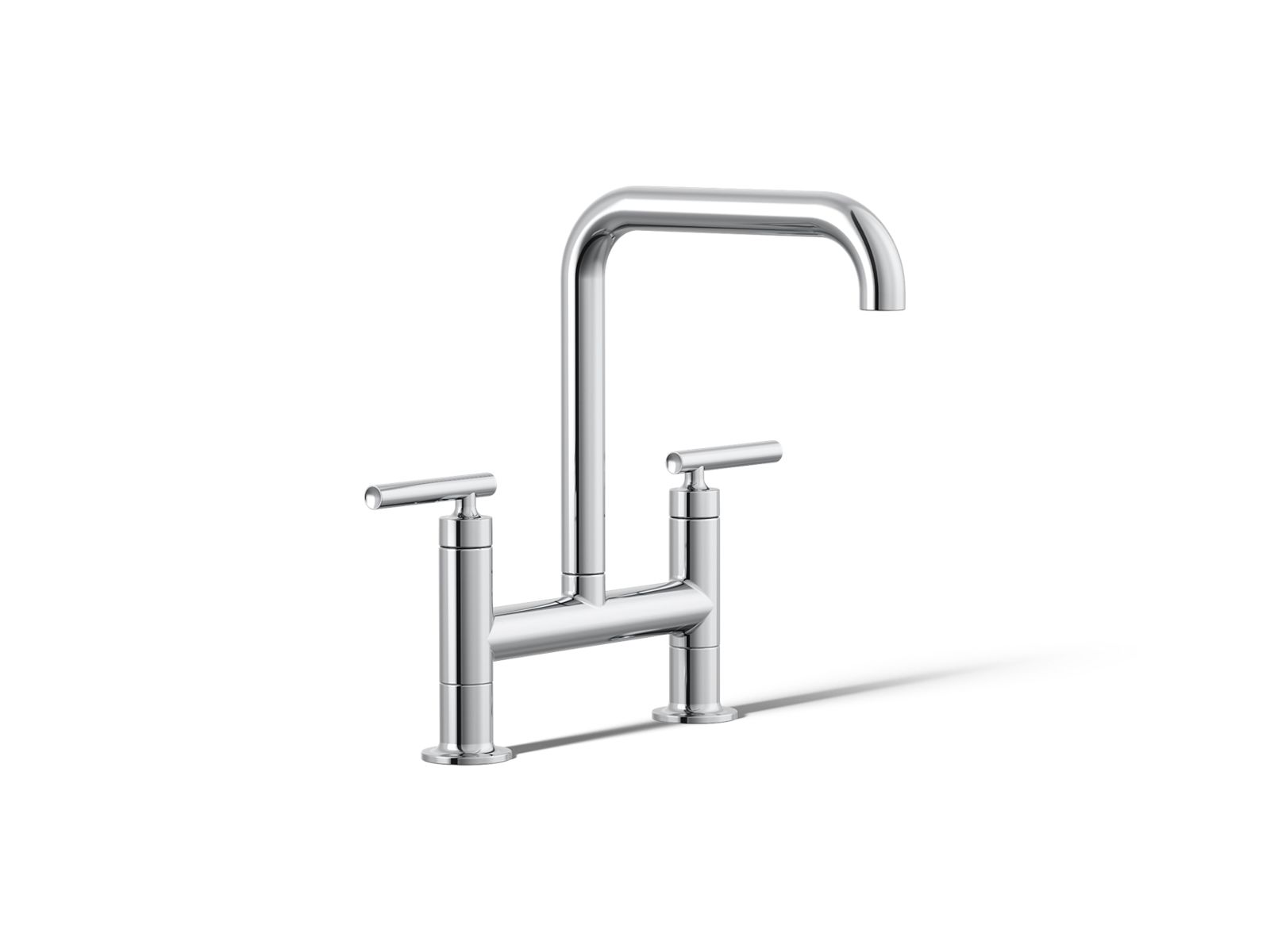 KOHLER K-7547-4-CP Purist Two-Hole Bridge Kitchen Sink Faucet - Polished Chrome