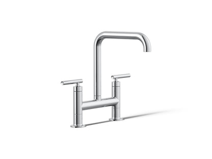 KOHLER K-7547-4-CP Purist Two-hole bridge kitchen sink faucet - Polished Chrome