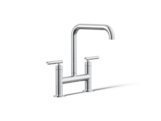 KOHLER K-7547-4-CP Purist Two-hole bridge kitchen sink faucet - Polished Chrome