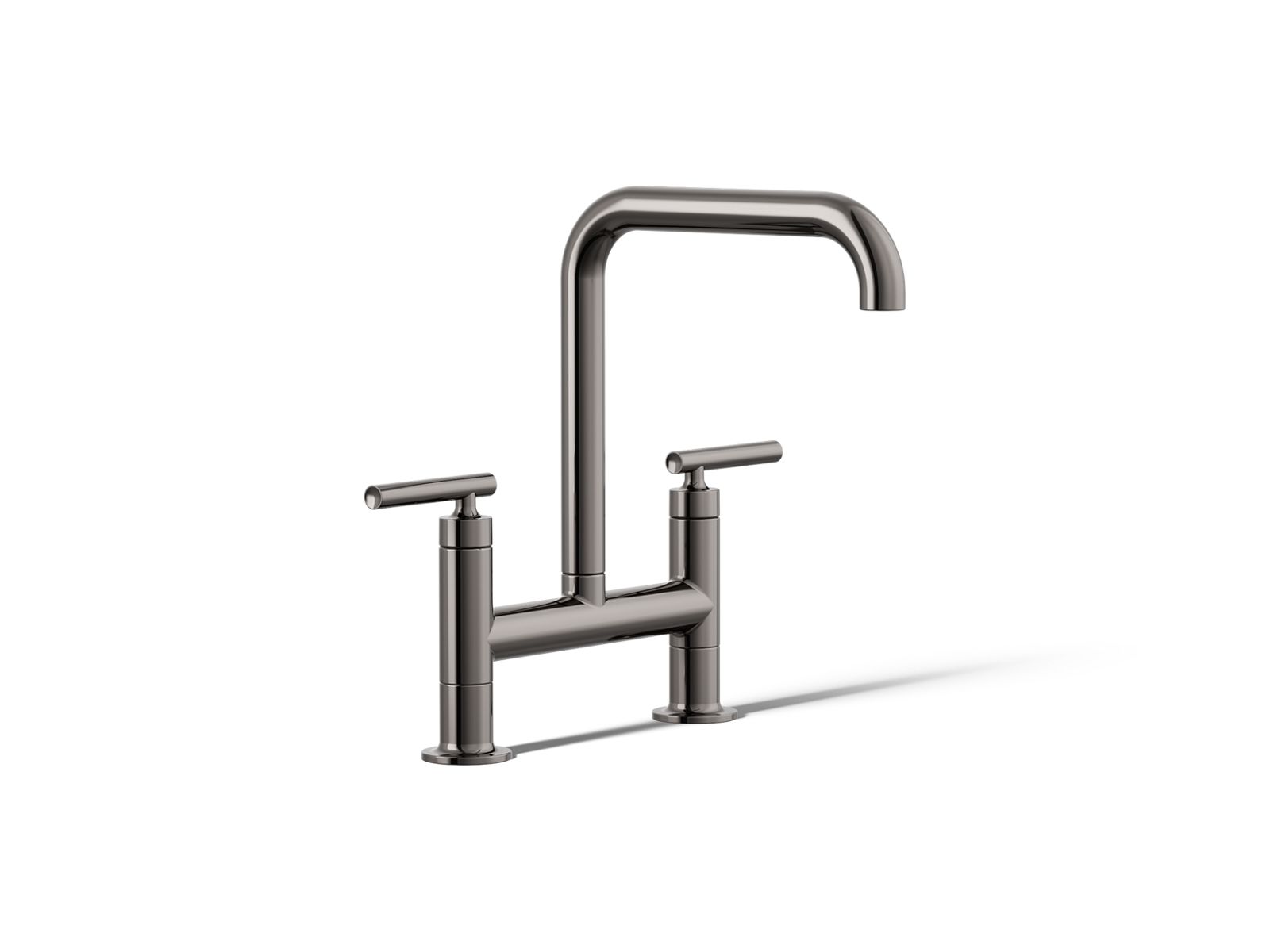 KOHLER K-7547-4-TT Purist Two-Hole Bridge Kitchen Sink Faucet - Vibrant Titanium
