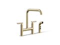 KOHLER K-7548-4-AF Purist Two-Hole Bridge Kitchen Sink Faucet With Side Sprayer - Vibrant French Gold