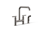 KOHLER K-7548-4-TT Purist Two-Hole Bridge Kitchen Sink Faucet With Side Sprayer - Vibrant Titanium