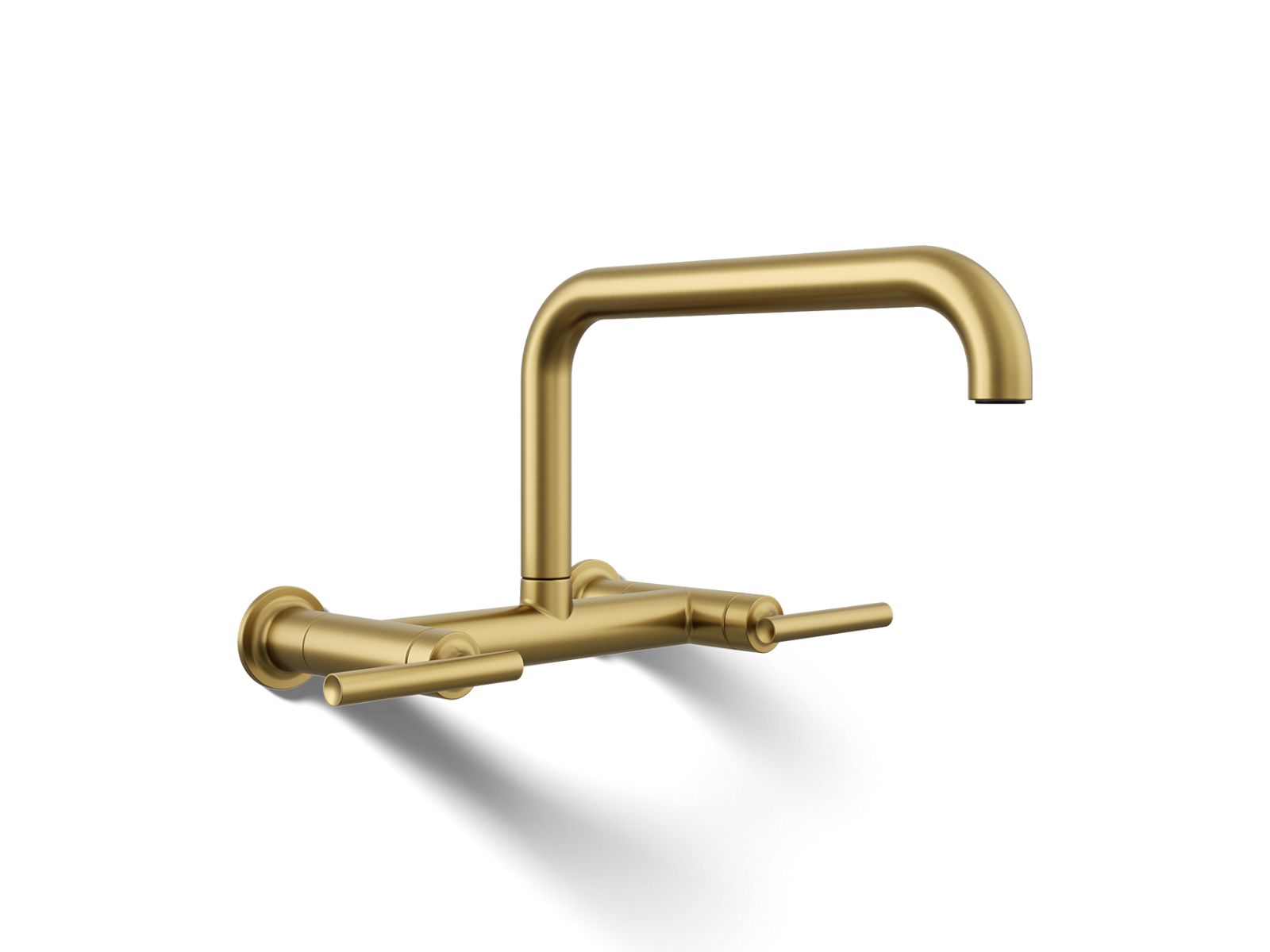 KOHLER K-7549-4-2MB Purist Two-Hole Wall-Mount Bridge Kitchen Sink Faucet - Vibrant Brushed Moderne Brass