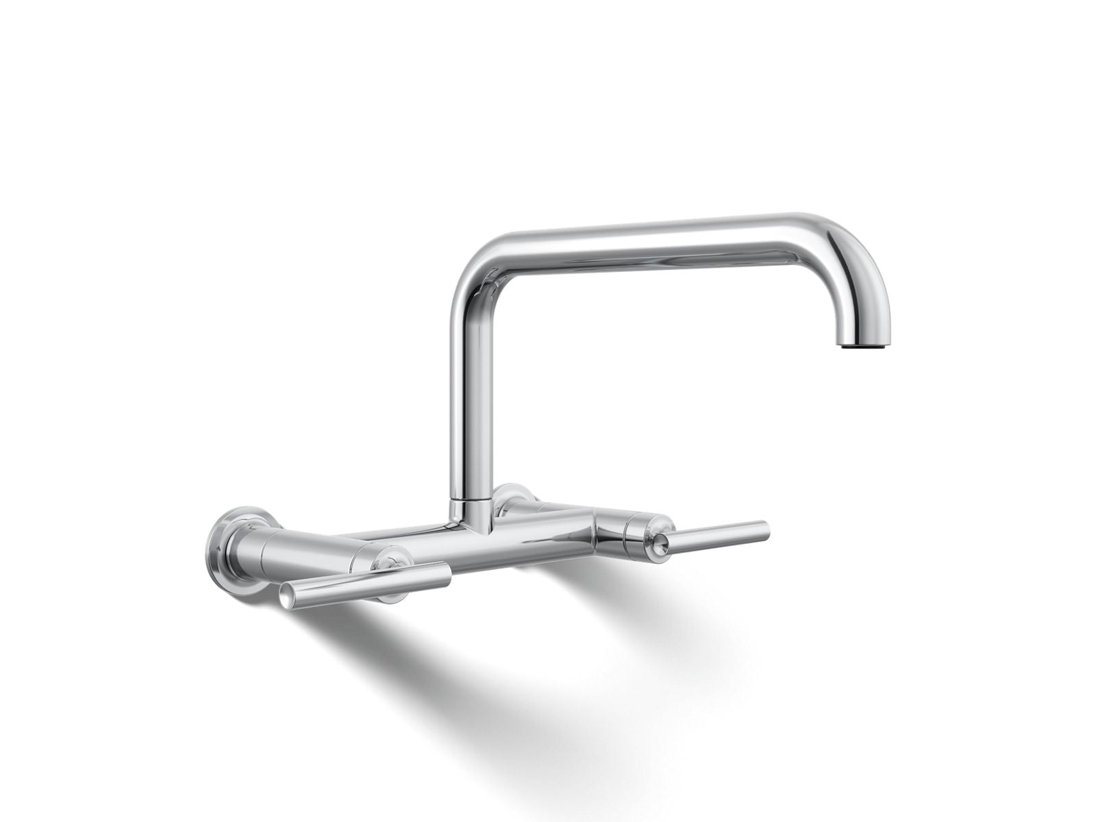 KOHLER K-7549-4-CP Purist Two-Hole Wall-Mount Bridge Kitchen Sink Faucet - Polished Chrome