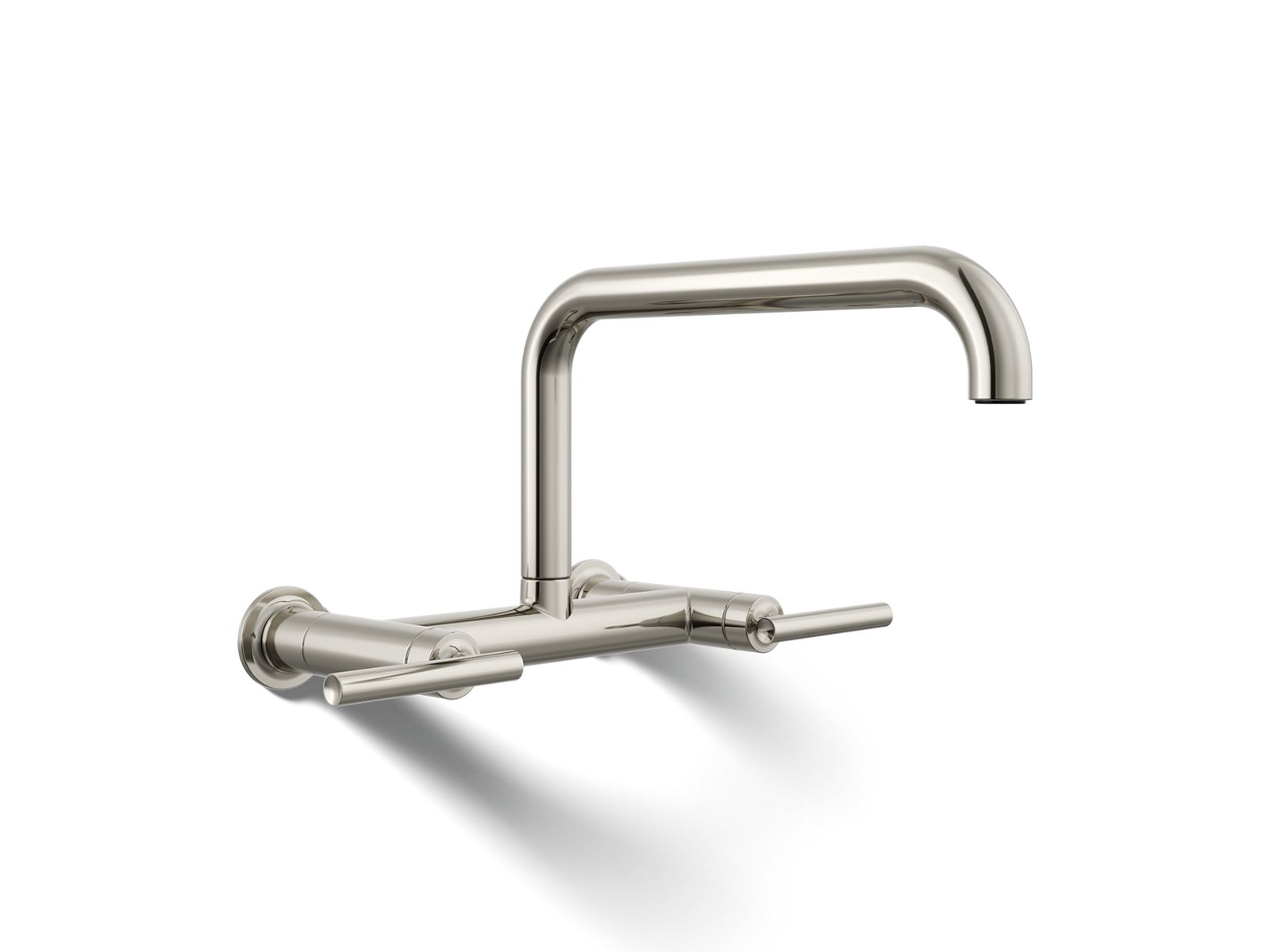 KOHLER K-7549-4-SN Purist Two-Hole Wall-Mount Bridge Kitchen Sink Faucet - Vibrant Polished Nickel