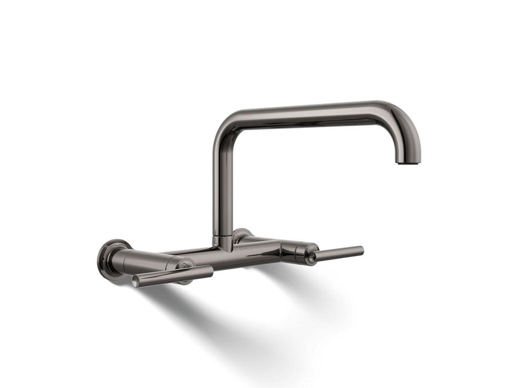 KOHLER K-7549-4-TT Purist Two-Hole Wall-Mount Bridge Kitchen Sink Faucet - Vibrant Titanium