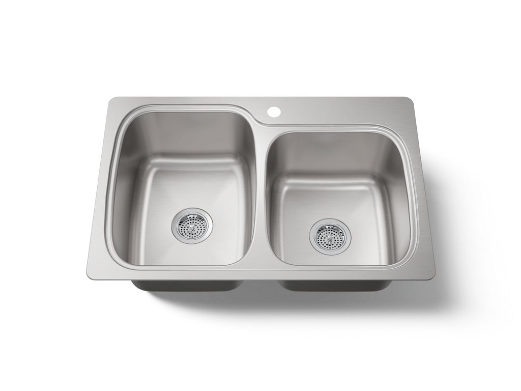 KOHLER K-75791-1-NA Verse 33" Top-/Undermount Double-Bowl Kitchen Sink - Stainless Steel