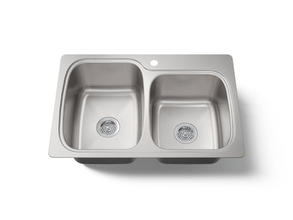 KOHLER K-75791-1-NA Verse 33" top-/undermount double-bowl kitchen sink - Stainless Steel