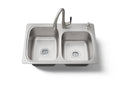 KOHLER K-75791-2PC-NA All-In-One 33" Top-/Undermount Double-Bowl Kitchen Sink - Stainless Steel