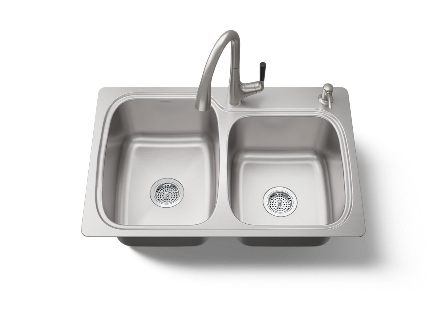 KOHLER K-75791-2PC-NA All-In-One 33" top-/undermount double-bowl kitchen sink - Stainless Steel