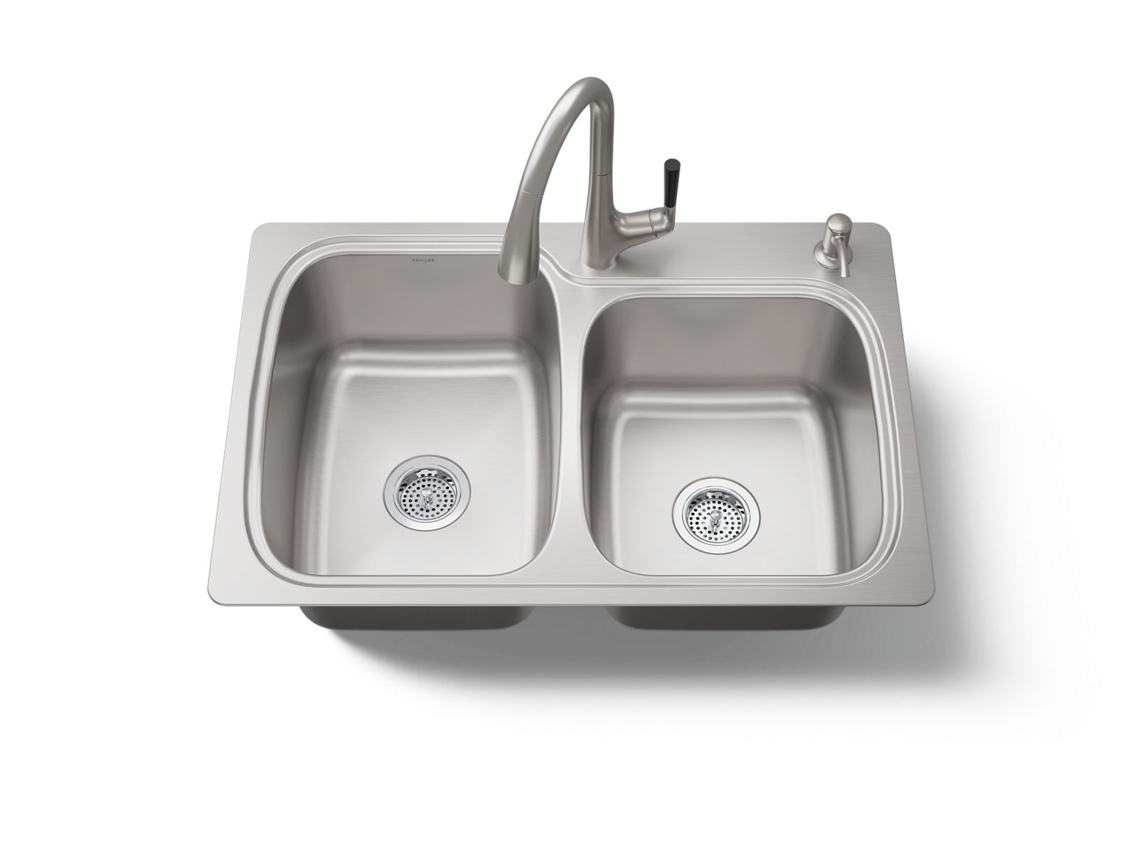 KOHLER K-75791-2PC-NA All-In-One 33" Top-/Undermount Double-Bowl Kitchen Sink - Stainless Steel