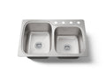KOHLER K-75791-4-NA Verse 33" Top-/Undermount Double-Bowl Kitchen Sink - Stainless Steel