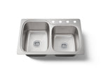 KOHLER K-75791-4-NA Verse 33" Top-/Undermount Double-Bowl Kitchen Sink - Stainless Steel